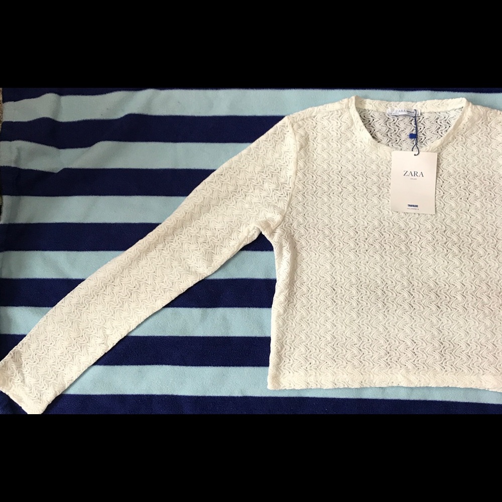 ZARA circular Trafaluc White Top Juniors Large - Picture 2 of 5